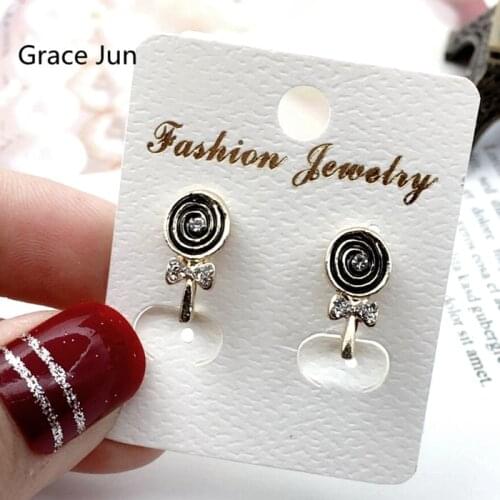 Grace Jun Korea Style Cute Lollipop Clip on Earrings Without Pierced for Girl Party Prom Luxury Fashion Small Bow-knot Ear Clip