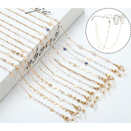Sunglasses Chain Lanyard Mask Hanging Chain Star Moon Heart Pendant Chians Bohemian Flower Pearl Glasses Chain Eyewear Holder