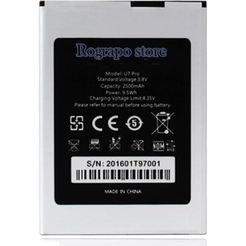 2500mAh U7 Pro High Quality Replacement Battery For Oukitel U7 Pro / BQ BQS-5505 Amsterdam / BRAVIS A551 Atlas Mobile Phone