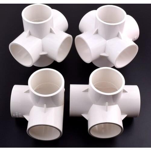 50mm White 3/4/5 Ways Cross 6 Ways Irrigation Tube Fruits Hydroponic Frame Connectors PVC Pipe Three-dimensional Joint Fittings