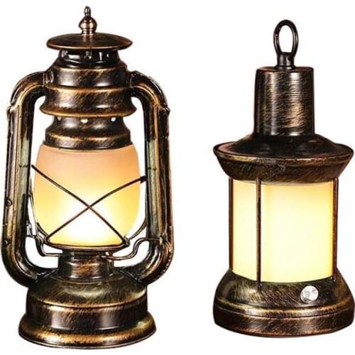 LED Vintage Lantern Outdoor Hanging Hurricane Lantern Battery Camping Night Lights Landscape Decorative for Patio Deck Yard Path