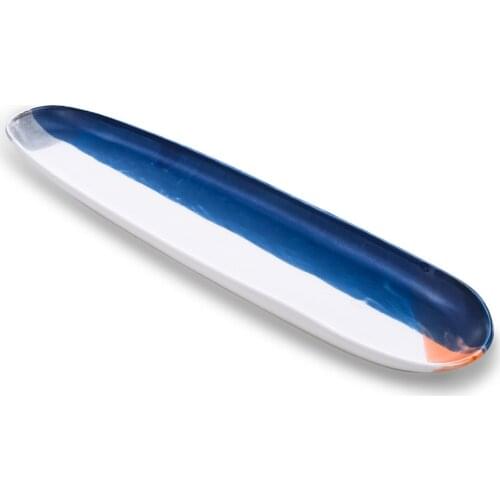 TOOARTS Orange Strip Plate Ceramic Porcelain Serving Dinner Tableware food Plate Rectangular Plate Decorative Storage Tray