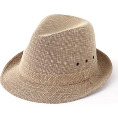 Spring Summer All-Match Fine-Woven Hat Linen Top Hat Jazz Hat Breathable Sun Hat Mens Hat Mens Travel Hat Beach Cap h57