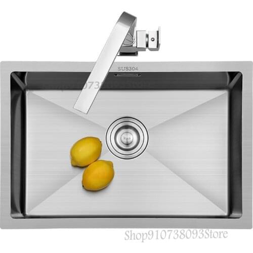 4mm Thickened Manual Sink Set Set Set 304 Stainless Steel Sink Single Tank Kitchen Wash Basin Sink Under The Table Basin