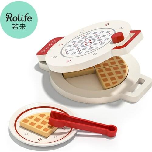 Robotime Rolife Waffle Maker Wooden Kids Kitchen Pretend Play Pancake Toy Kitchen Toy for Children Perfect Gift