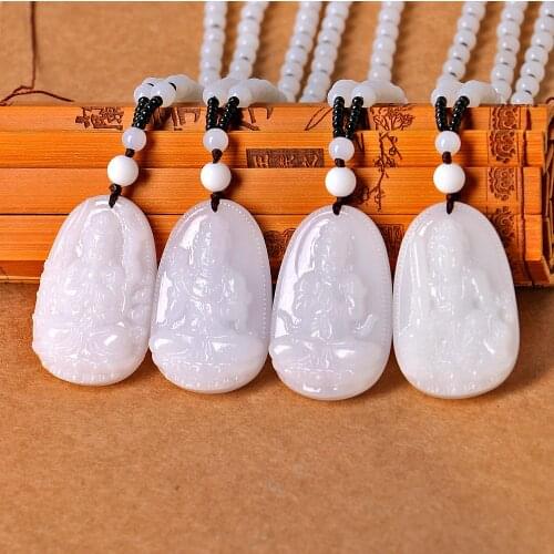 High Quality Natural Rock Crystal Quartz Carved Buddha Lucky Amulet Pendant Necklace For Women Men Sweater Pendants Jewelry