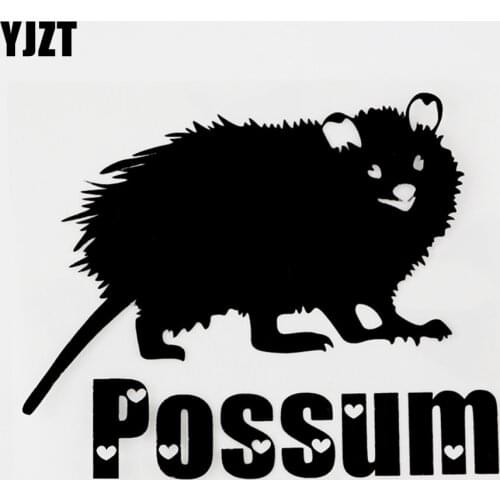 YJZT 15.2CM×12.3CM Fun Animal Possum Vinyl Bumper Car Sticker Decal Black/Silver 8C-0694