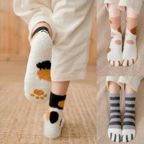 Women Long Sock Cartoon Creative Fashion Cute Cartoon Kitten Women Girl Long Socks Lovely Cat Claws Socks Soft Floor Sleep Socks