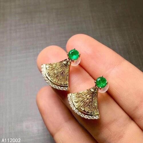 KJJEAXCMY fine jewelry natural Emerald 925 sterling silver women earrings new Ear Studs support test popular noble