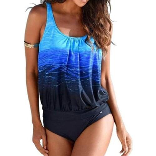 Womens Swimwear 2021 Sexy Bikini Push Up Tankini High Waist Swimsuit Tummy Control Top With Shorts Two Piece Bathing Suit Beach