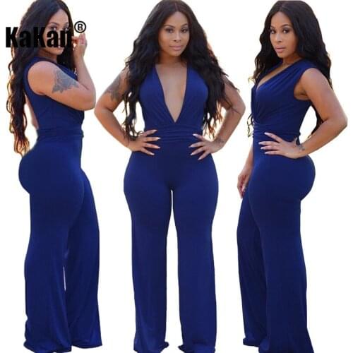 KaKan European and American Sexy Womens Loose V-neck Casual Jumpsuit 2020 Spring New Womens Jumpsuit