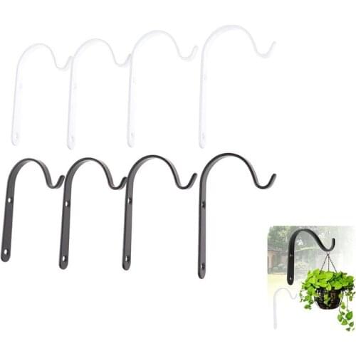 10pcs Black/White Iron Garden Hanging Wall Brackets Outdoor Basket Plant Pot Lantern Hanger Hook Decor 70 x 42 x 9mm