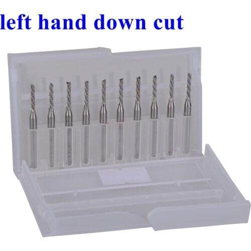 10pc 3.175X2.0X10.5mm Left Spiral PCB milling cutter down cut Corn end mill Engraving Bit CNC PCB drill bit Set pcb router bits
