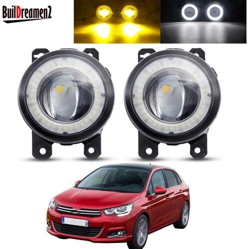 2 Pieces Angel Eye Fog Light Assembly Car LED Lens Fog Driving Lamp DRL 30W 12V For Citroen C5 II Hatchback Estate 2004-2015