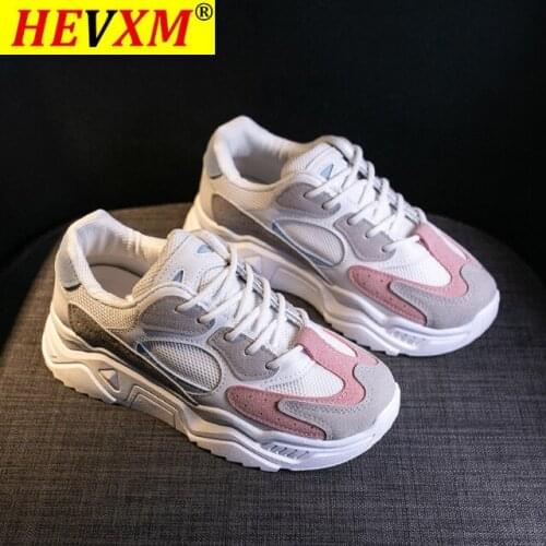 2021 Spring Sneakers Women Thick Bottom Daddy Shoe Thick Bottom Round Toe Breathing Leisure Female Vulcanize Shoes