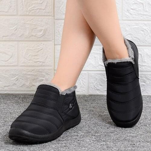 New Women Shoes Solid Color Women Platform Flats Non-Slip Waterproof Flats For Ladies Winter Warm Shoes Women Casual Female Flat