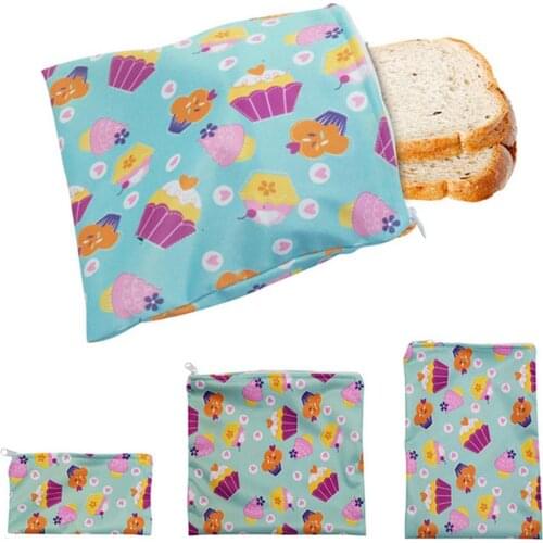 3pcs Reusable Snack Bag Waterproof Bread Sandwich Bag Pouch For School Camping