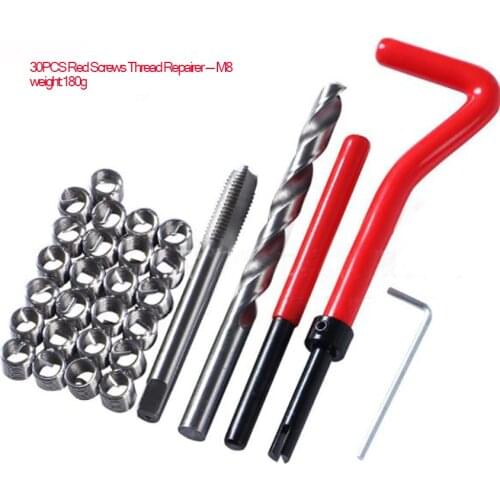 30Pcs M5 M6 M8 3 Kinds of Recoil Thread Inserts Installation Kit, Screw Sleeve Repair Wrench Twist Drill Screw Tap Tool