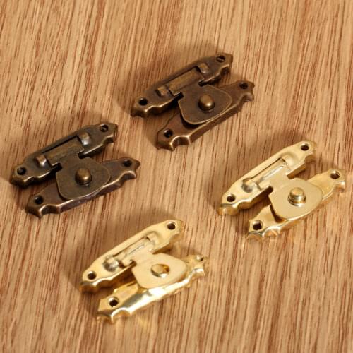 5Pcs Antique Bronze/Gold Box Latch Hasps 26*15mm Decorative Brass Suitcases Hasp Latch Hook Furniture Hardware