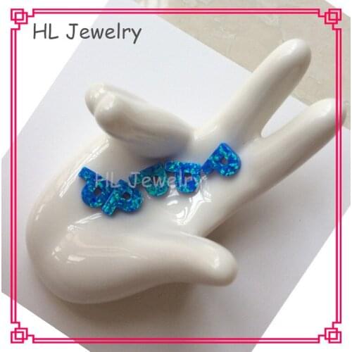 50PCS/Lot 8.5*10MM Capital P Letter For DIY Jewelry Synthetic Opal Pacific Blue Initial Letter Pendant