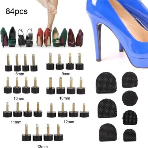 84Pcs 7 Sizes High Heel Replacement Tips Non-slip Shoes Repair Heel Dowels Protector High Heel Tips Sturdy and Durable