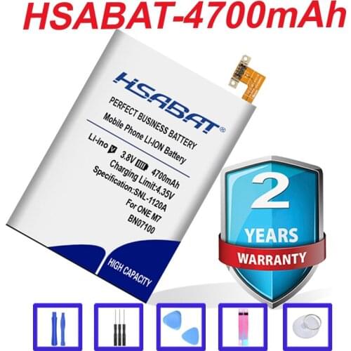 HSABAT BN07100 4700mAh Battery for HTC ONE M7 802D 802T 802W 801E 801S 801N HTL22 One J Batteries