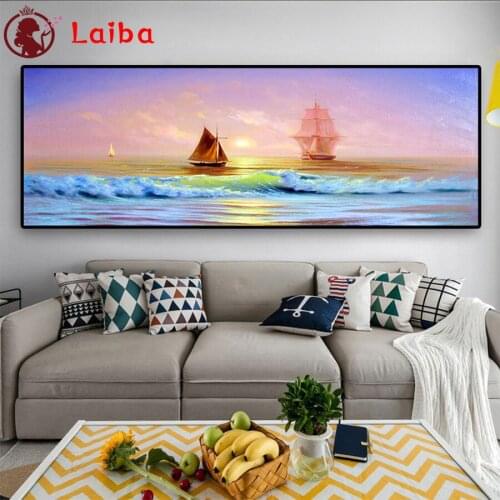 Diamond Mosaic Sailing ship Nordic art small golden leaves Picture Of Rhinestone Diamond Painting Cross Stitch Embroidery