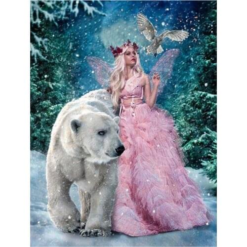 Diamond Embroidery Beauty &Bear 5D Diamond Painting Full Diamond Mosaic 3D Picture of Rhinestones cross-stitch Christmas gift