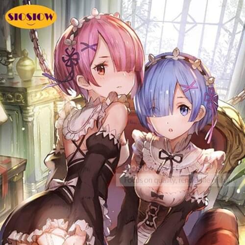 DIY 5d Diamond Painting Anime Girl Posters Diamond Embroidery Life In A Different World From Zero Rem Ram Cross Stitch Full Set