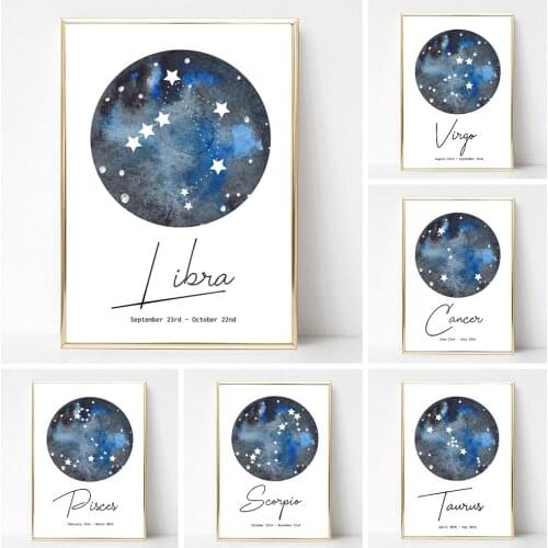 Constellation Astronomy Stars Poster Home Decor Canvas Painting Astrology Zodiac Print Sign Paintings Living Room Decoration