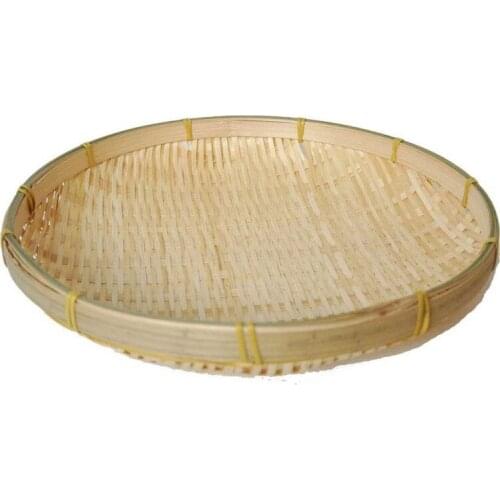 Handmade Weaving Bamboo Sieve Bamboo Raft Round Dustpan DIY Decorative Fruit Bread Basket Kitchen Storage Basket