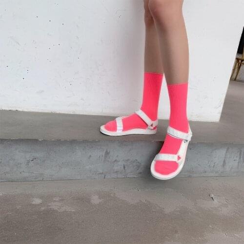 BKLD Spring Summer Funny Socks Women Harajuku Streetwear Neon Socks 2019 Fashion New Solid Candy Color Unisex Men Women Socks