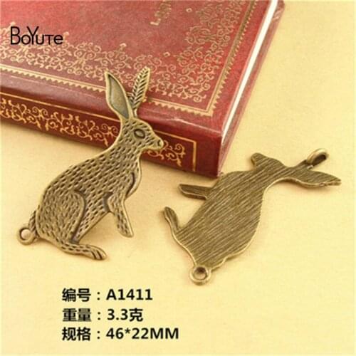 BoYuTe (40 Pieces/Lot) 46*22MM Rabbit Charms Antique Bronze Plated Zinc Alloy Charms Pendants Metal Jewelry Findings fit Diy