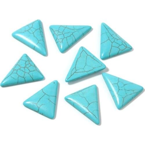 10pcs natural stone triangle 28*23mm beads Turquoise for jewelry making fashion good quality charm Ring accessories no hole