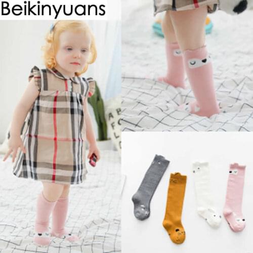 Kids Tube Socks Wholesale Baby Socks Knee High Girls Cartoon Three-dimensional Animal Fox Squirrels Print Tube Baby Cotton Socks
