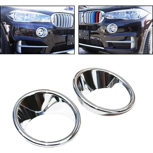 JEAZEA Car Styling 2pcs ABS Triple Chrome Plated Front Fog Light Lamp Cover Trim Decal For BMW X5 2014-2018(Not for M&Sport)