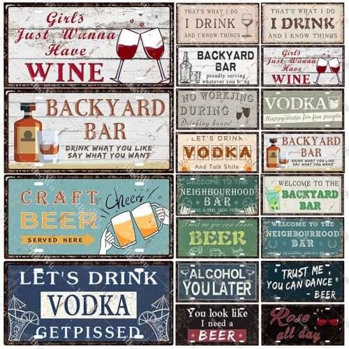 Retro Poster 'I LOVE DRINKING' Metal Tin Sign Plate Vintage Wall Decor For Bar/Cafe Beer Vodka Wine 15x30cm