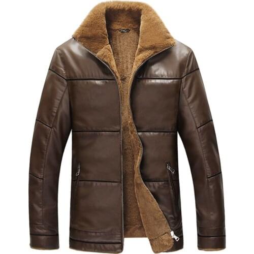 Black Mens jackets 2020 and coats Business Casual Winter Thick Warm lambswool Men PU leather Coat Plus size 7XL YYJ0022