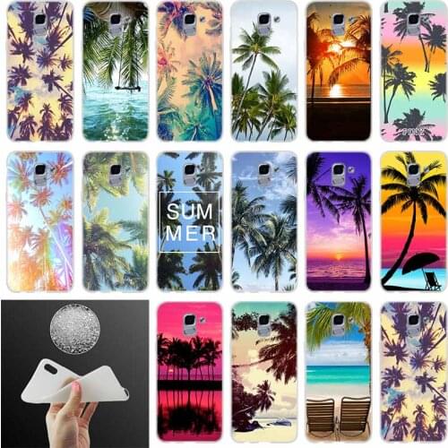 Soft Phone case Cover Summer beach Palm Tree FOR Coque Samsung Galaxy J6 J4 J8 J7 2018 Plus J3 J5 J7 Prime Pro 2017 2016 Casse
