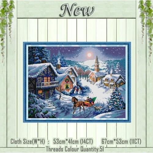 Dusk in the snow 11CT Counted printed on Canvas DMC 14CT Cross Stitch Embroidery kits Needlework Set DIY crafts House wall Decor