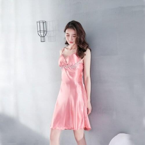 2021 New Womens Nightgown Ice Silk Sling Sexy Nightdress Fashion Night Dress Summer Mini Gowns Home Wear Sleepwear