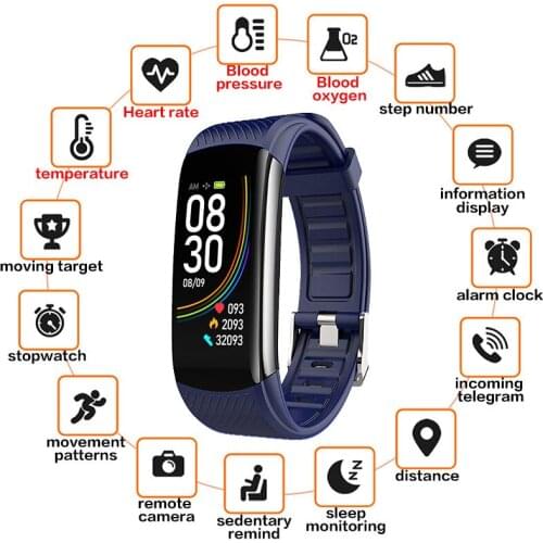 New C6T men women temperature measurement bracelet smart watch sports fitness heart rate monitoring smart clock Andriod IOS