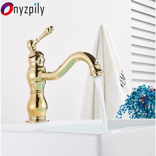 Onyzpily Bath Basin Faucet Brass Chrome Faucet Brush Nickel Sink Mixer Tap Vanity Hot Cold Water Bathroom Faucets