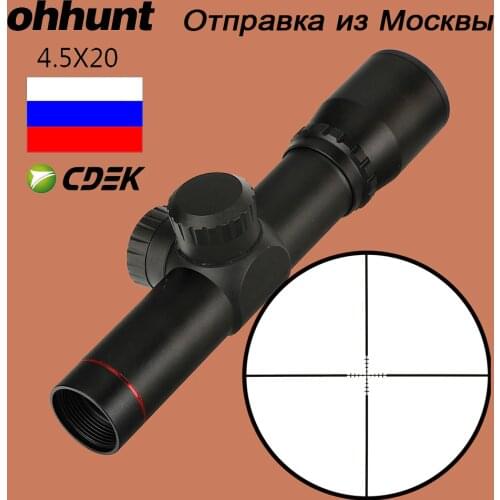 Ohhunt 4.5x20 Hunting Rifle Scope Tactical Optical Sight 1 inch Compact P4 Reticle Riflescope With Flip-open Lens Caps and Rings