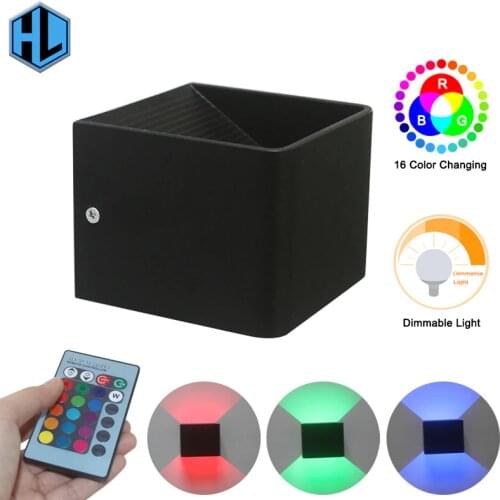 Nordic Indoor Lighting Led Wall Lamp RGB With Remote Controller AC85-265V Decoration for Home Stair Bedroom Bedside Mirror