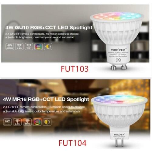 Fast 20pcs Mi boxer 4W RGB+CCT LED Spotlight FUT103 GU10 FUT104 MR16 led Bulb lamp for Bedroom Restaurant Sitting room lighting