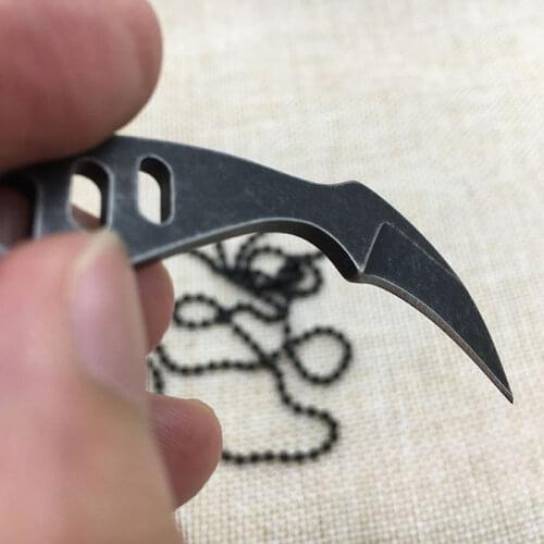 Stainless steel Tactical Necklace survival Karambit Knife fixed mini knife EDC free shipping EDC pocket knife Key Chain