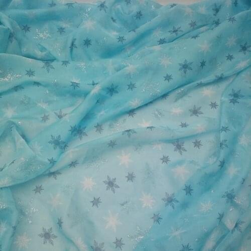 Dancing Cosplay Frozen Dress Chiffon fabric Glittery Snowflake fabric Craft Sewing Bronzing Wedding Costume DIY