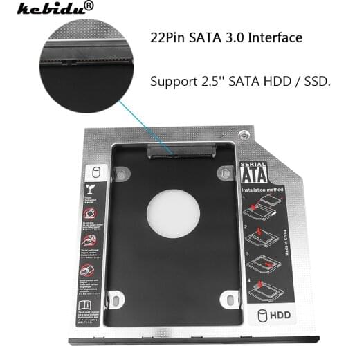 Kebidu 2nd Caddy 9.5mm SATA 3.0 to Sata Case SSD HDD 2.5" Second Hard Disk Driver External Enclosure For DVD Optical Bay Laptop