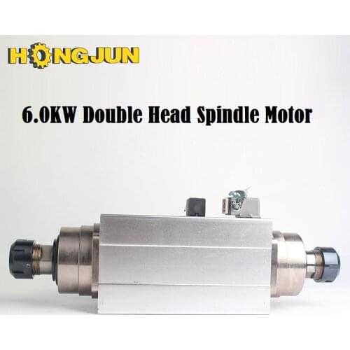HONGJUN 6kw 18000rpm Double-head high speed woodworking square air cooled CNC router spindle motor